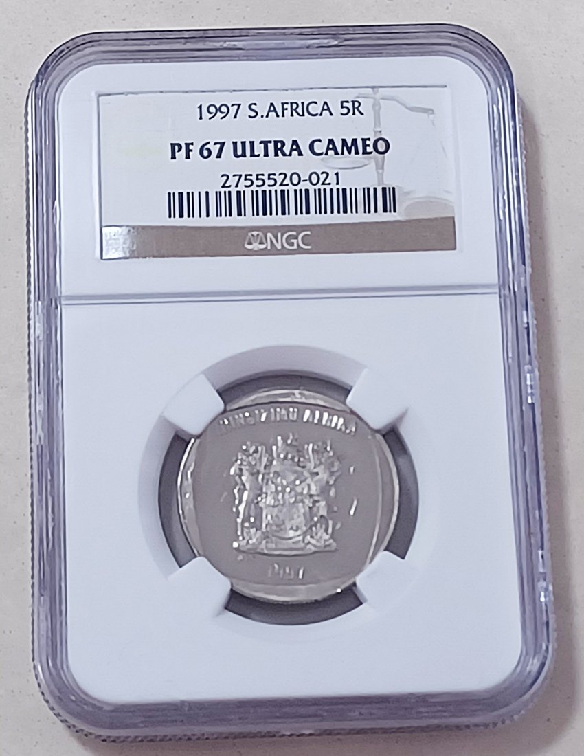 1997 South Africa PROOF Wildebeest Five Rand R5 NGC PF67UC Mintage 3,596 VERY RARE