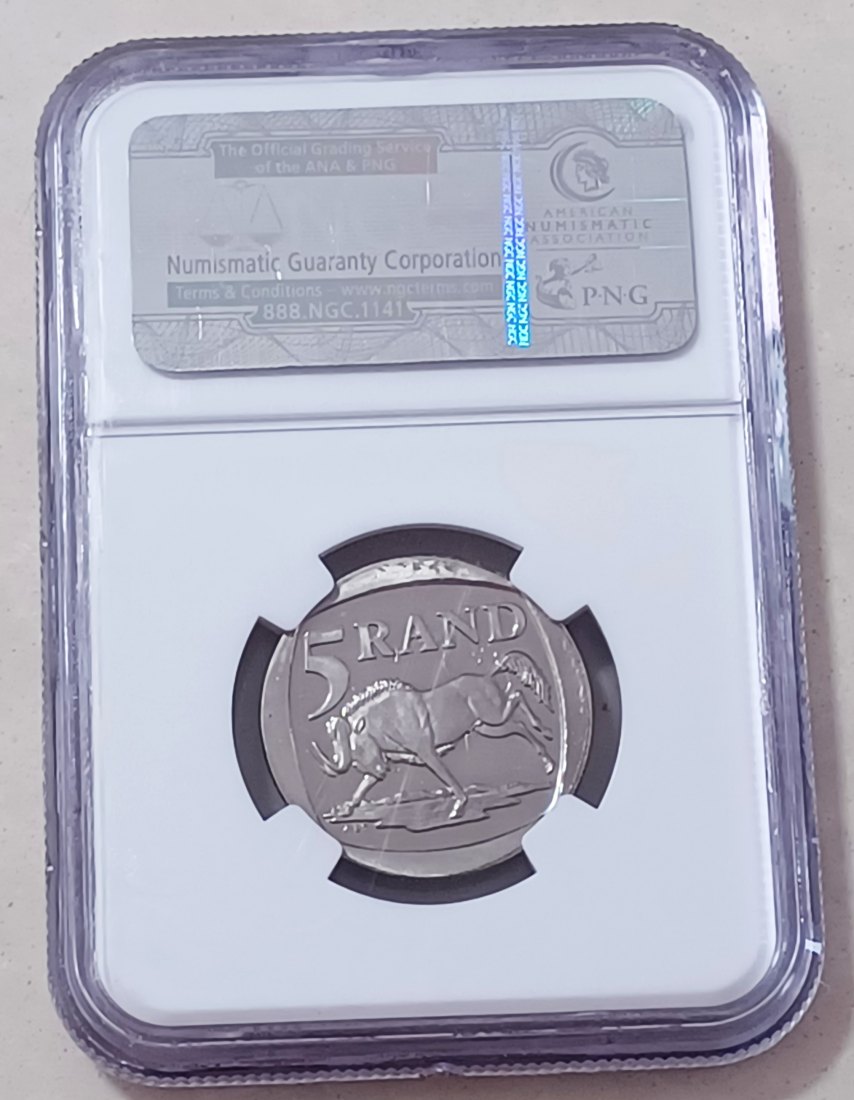  1997 South Africa PROOF Wildebeest Five Rand R5 NGC PF67UC Mintage 3,596 VERY RARE   