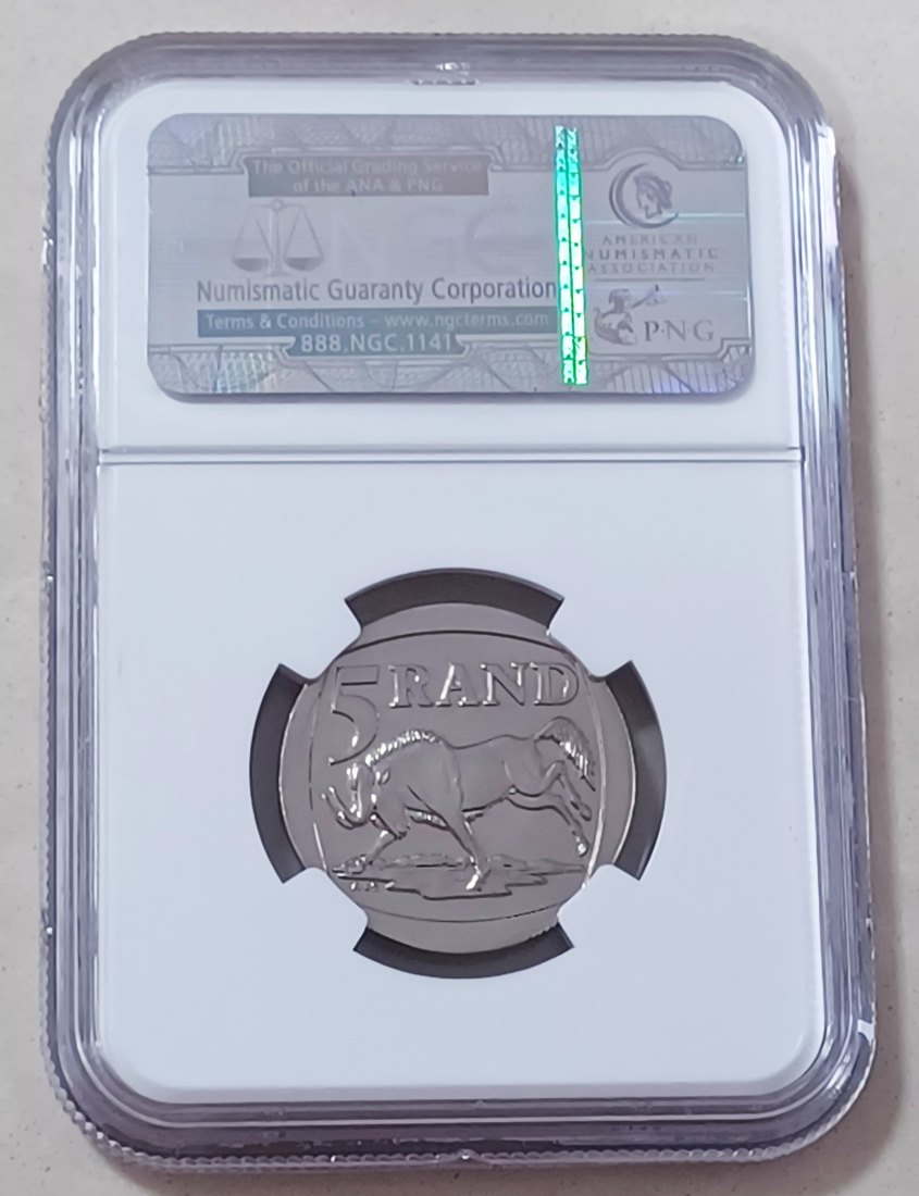  1999 South Africa BU UNC Wildebeest Five Rand R5 NGC MS67   