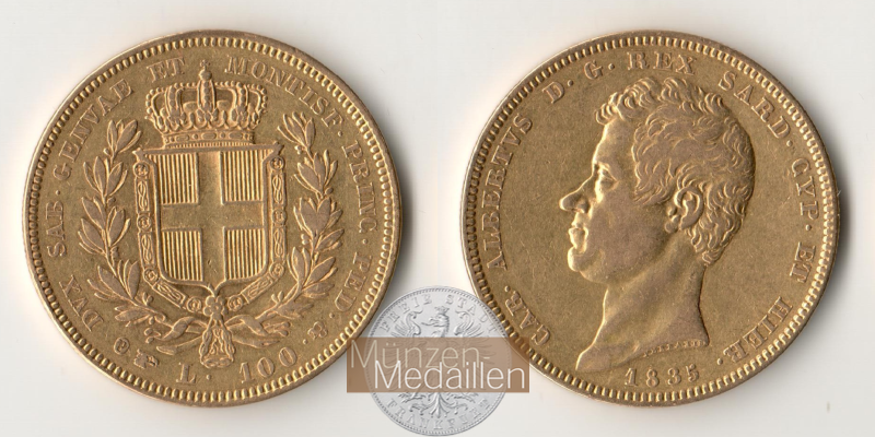  Italien. Sardinien, Königreich. 100 Lire 1835  MM-Frankfurt Feingold: 29,05g   