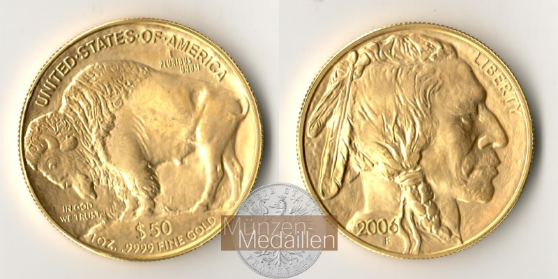 USA MM-Frankfurt Feingold: 31,1g 50 Dollars - Buffalo 2006 