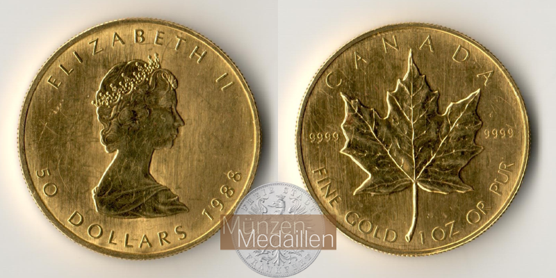 Kanada MM-Frankfurt Feingold: 31,1g 50 Dollar 1988 