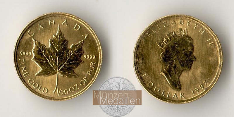 Kanada MM-Frankfurt  Feingewicht: 1,55g Gold 1 Dollar 1997 