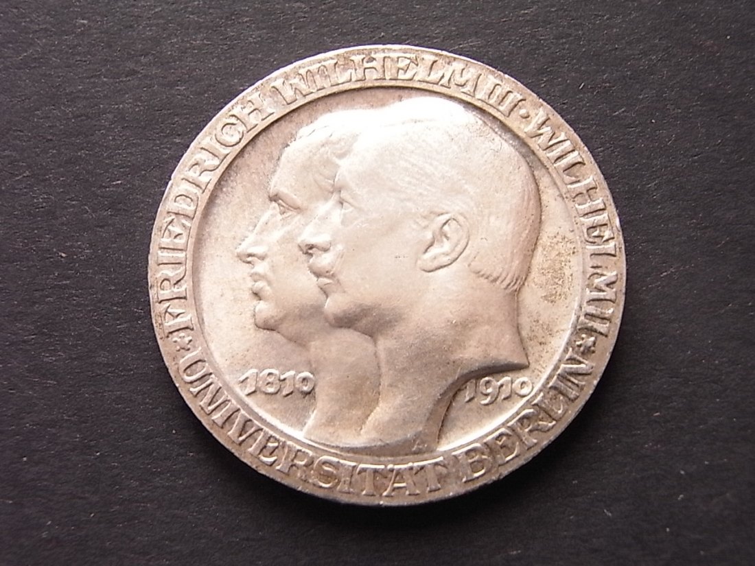  Preussen 3 Mark 1910 Universität Berlin vzgl   