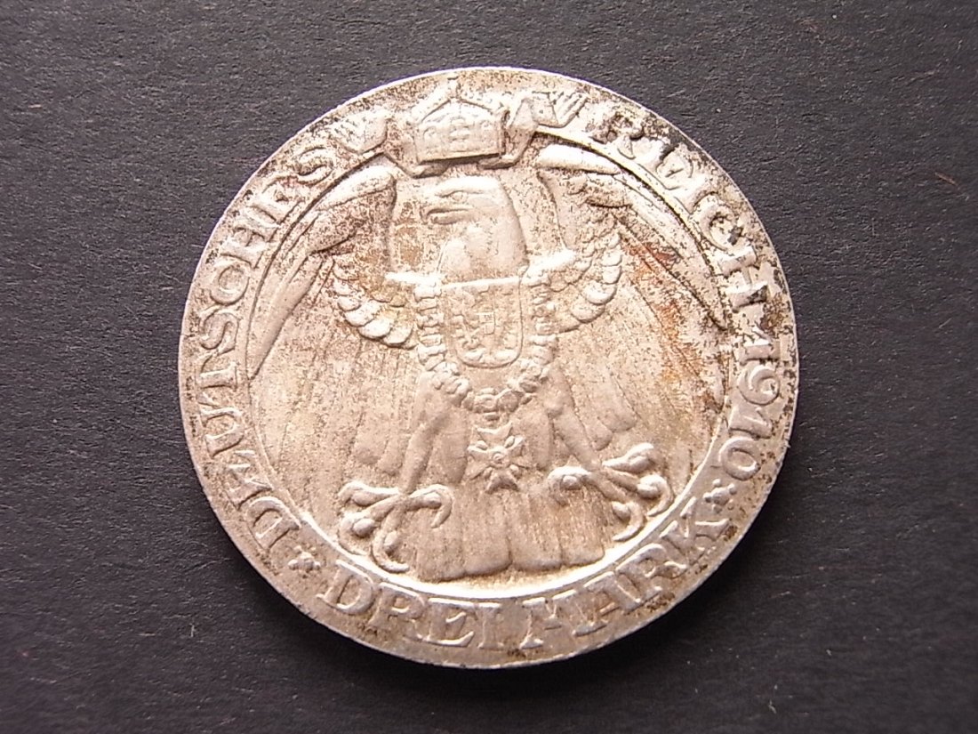  Preussen 3 Mark 1910 Universität Berlin vzgl   