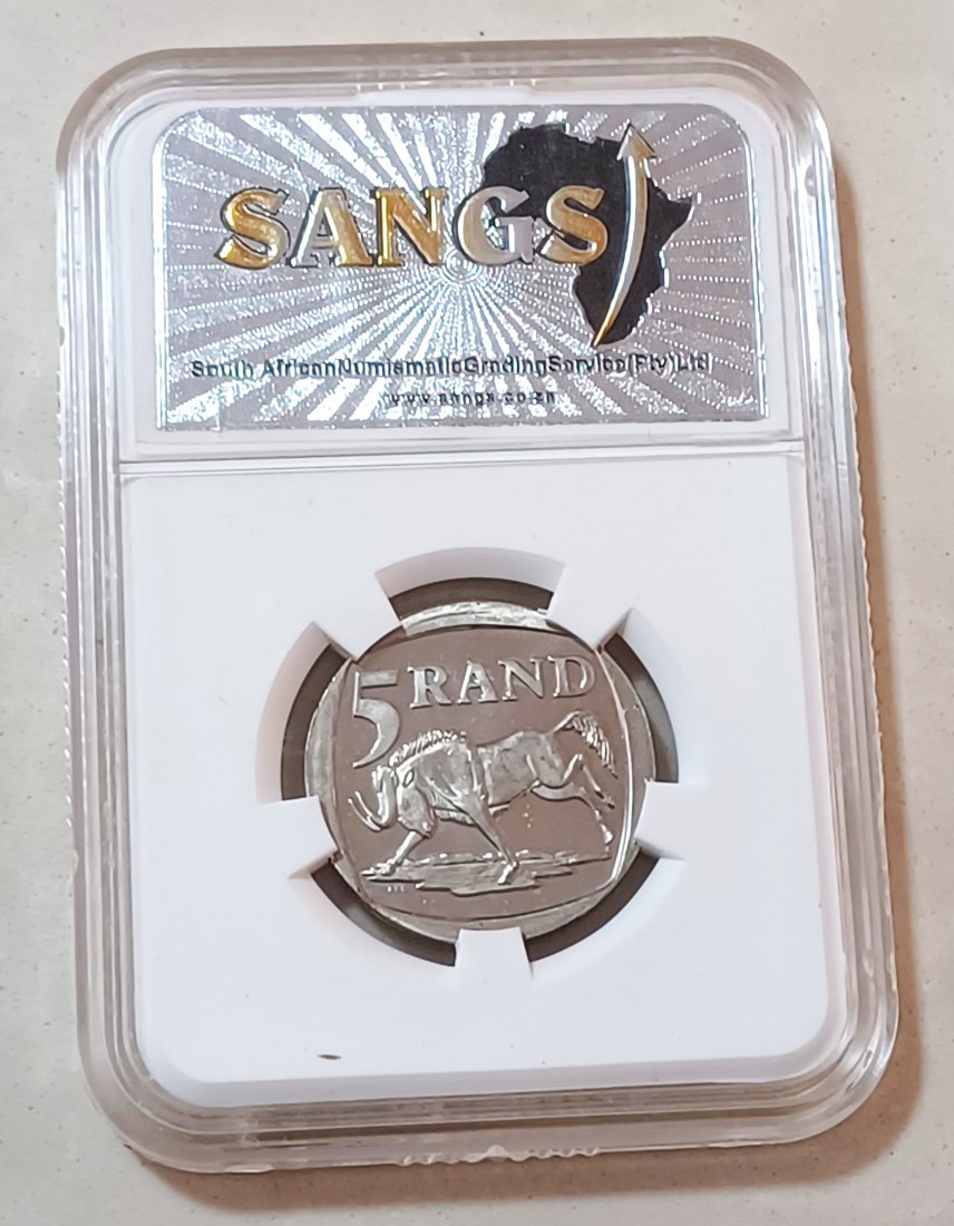  2000 South Africa PROOFLIKE Nelson Mandela *SMILEY* Five Rand R5 SANGS PL63 Mintage 40,000 VERY RARE   