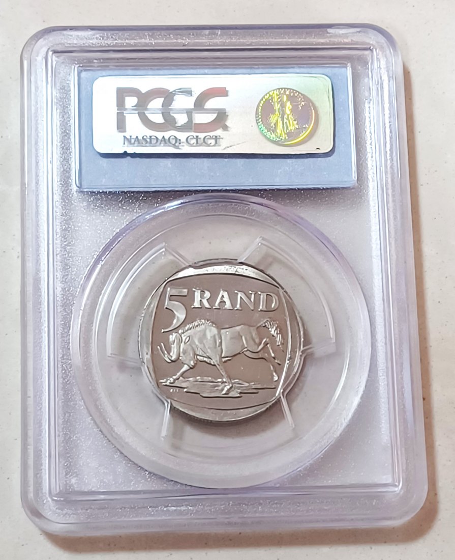  2000 South Africa PROOFLIKE Nelson Mandela *SMILEY* Five Rand R5 PCGS PL65 Mintage 40,000 VERY RARE   