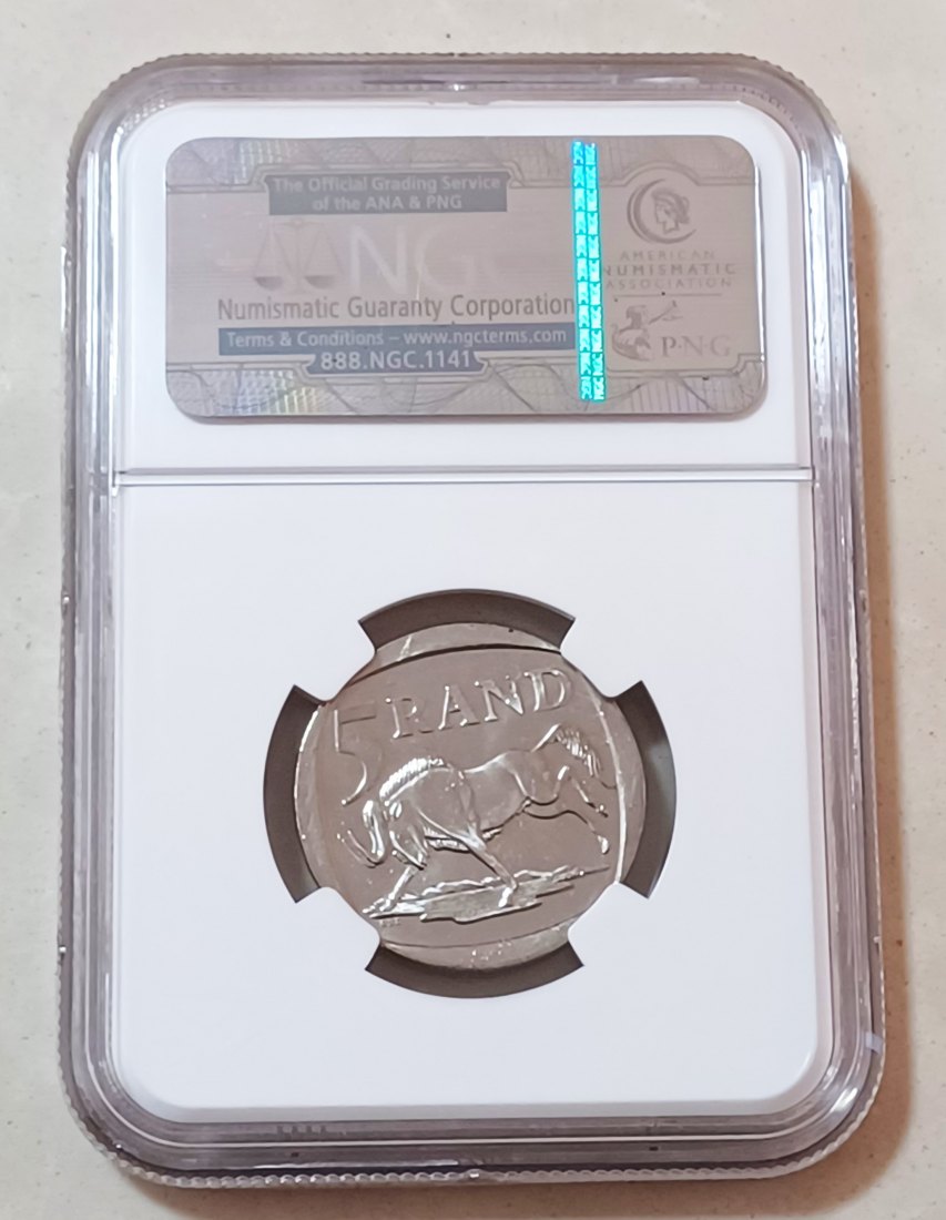  2002 South Africa BU UNC Wildebeest Five Rand R5 NGC MS66 TOP POP Highest Grade by NGC   
