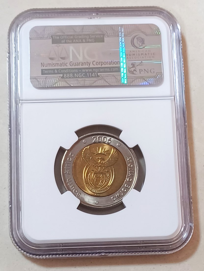  2006 South Africa BU UNC Wildebeest Five Rand R5 NGC MS67 TOP POP Highest Grade by NGC   