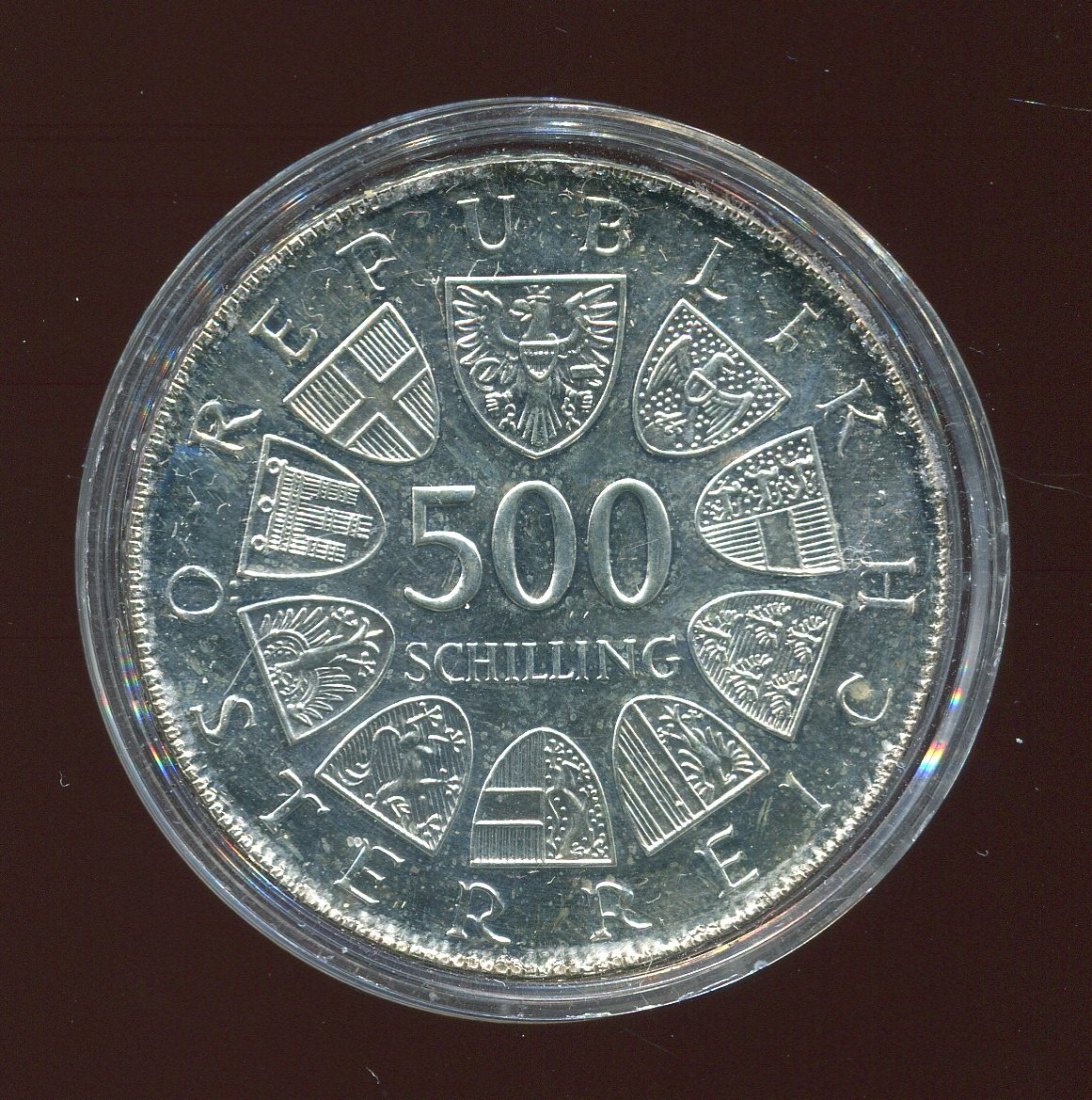  Österreich 500 Schilling 500 J. Rotes Kreuz in PP   