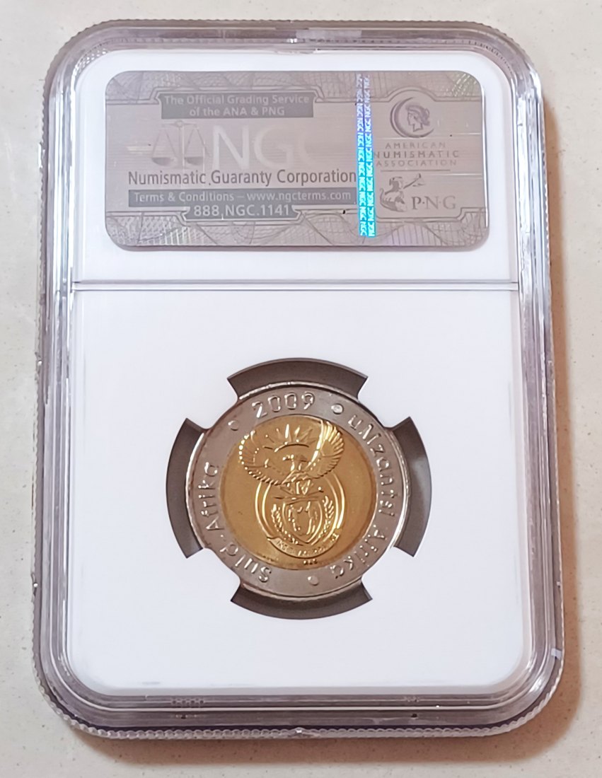  2009 South Africa BU UNC Wildebeest Five Rand R5 NGC MS66 2ND Highest Grade by NGC ONLY 1 HIGHER   