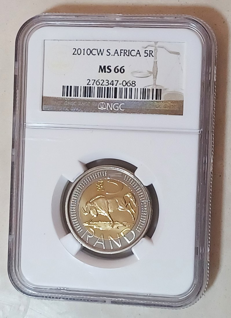 2010 South Africa Bimetallic OOM PAUL CW Wildebeest Five Rand R5 NGC MS66 MINTAGE 1,563 SUPER RARE