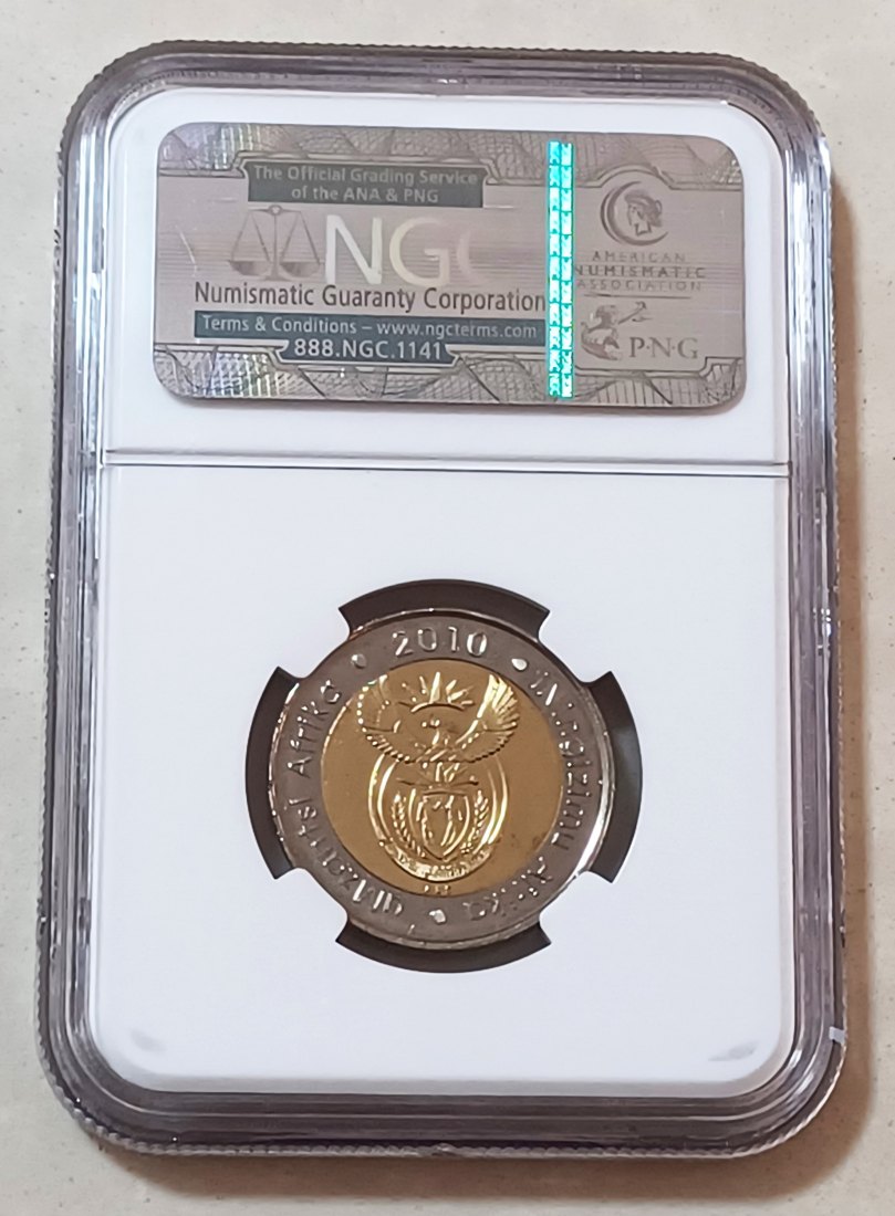  2010 South Africa Bimetallic OOM PAUL CW Wildebeest Five Rand R5 NGC MS66 MINTAGE 1,563 SUPER RARE   
