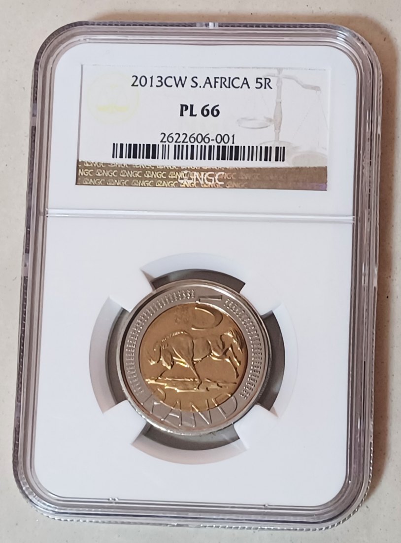 2013 South Africa Bimetallic OOM PAUL CW Wildebeest Five Rand R5 NGC PL66 MINTAGE 1,014 SUPER RARE
