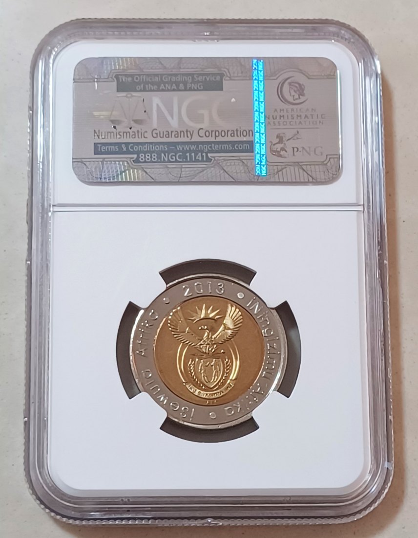  2013 South Africa Bimetallic OOM PAUL CW Wildebeest Five Rand R5 NGC PL68 2ND HIGHEST MINTAGE 1,014   