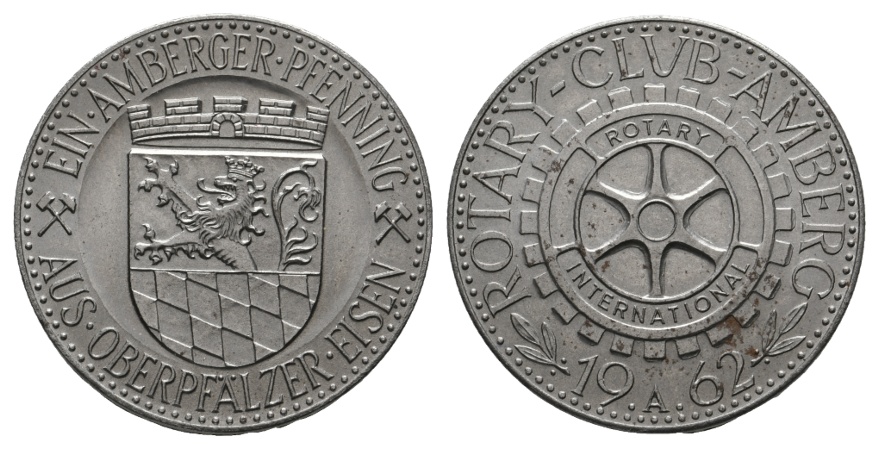  Bayern, Amberg, Rotary-Cluh-Amberg 1962 A, Ein Amberger Pfennig aus Oberpfälzer Eisen, Menzel -   