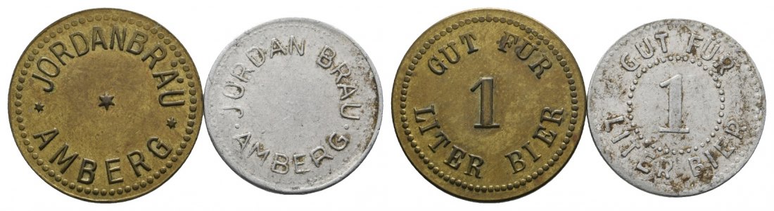  Bayern, Amberg, Jordanbräu, Biermarken (2 Stück); Menzel 503   