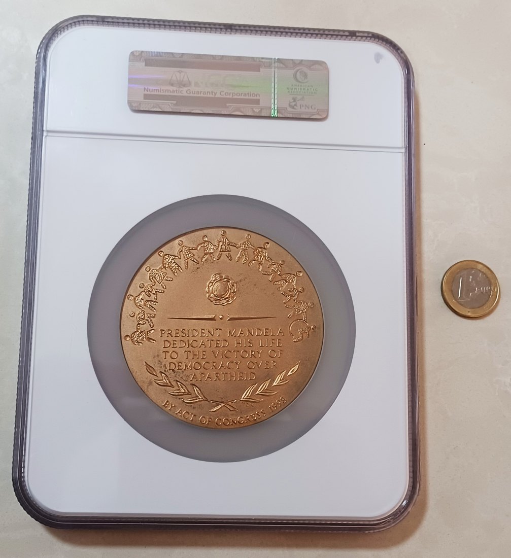  1998 South Africa XL 76.5mm Nelson Mandela Bronze Medal NGC MS68RD 2ND HIGHEST SUPER RARE   