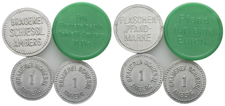  Bayern, Amberg, Brauerei Schiessl, Marken (4 Stück); Menzel 483   