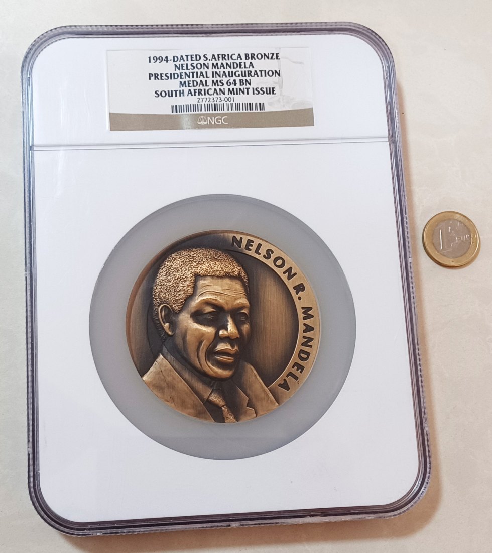 1998 South Africa XL 76.5mm Nelson Mandela Bronze Medal NGC MS68RD 2ND HIGHEST GRADE SUPER RARE