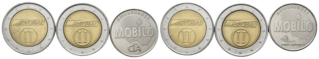  Bayern, Augsburg, Marken (3 Stück); Menzel -   