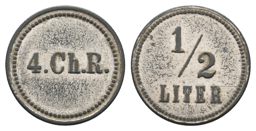  Bayern, Augsburg, 4. CH.R. (4. Chevaulegers-Regiment), Biermarke; Menzel -   