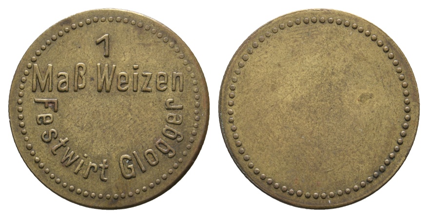  Bayern, Augsburg, Festwirt Glogger, 1 Maß Weizen (Biermarke); Menzel -   
