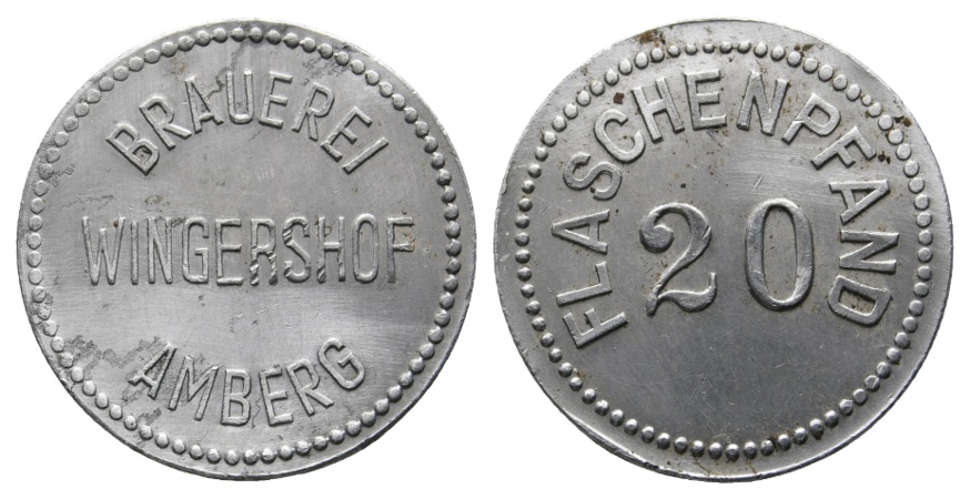  Bayern, Amberg, Brauerei Wingershof, Flaschenpfandmarke (20); Menzel 484   