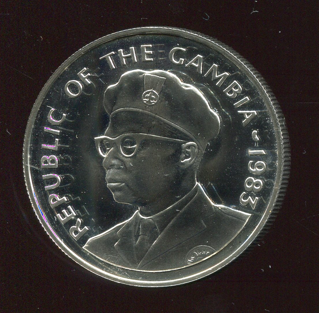 Gambia 20 Dalasis in 925 Ag 28,28g von 1983 in PP 10000 Ex.
