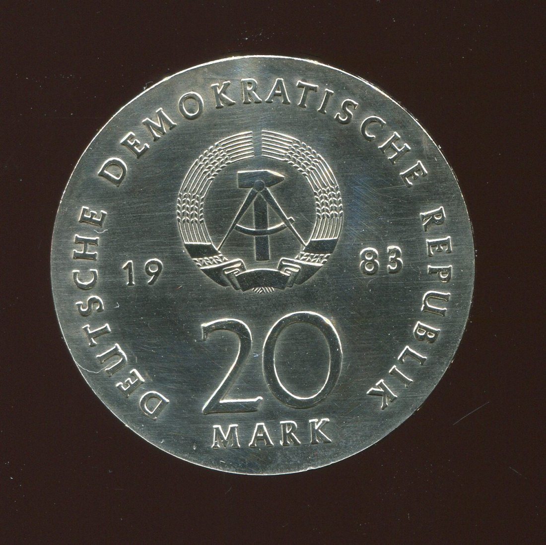  DDR 20 Mark Martin Luther Silbergedenkmünze in PP   