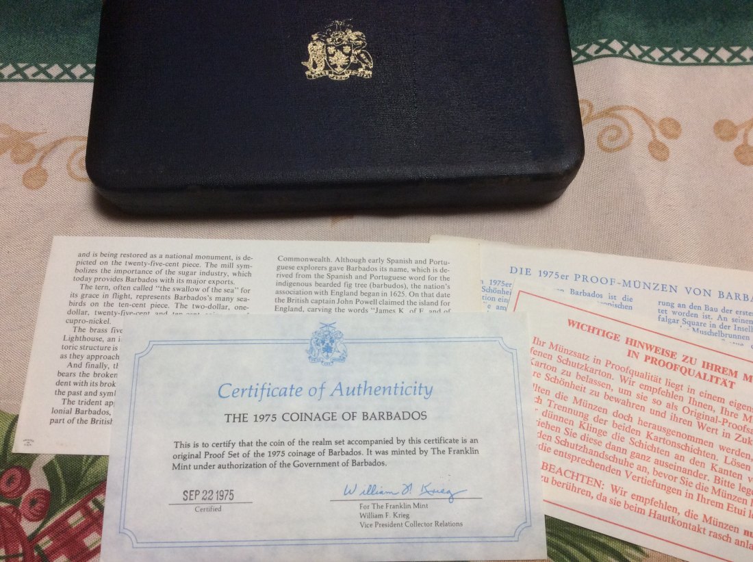  Barbados Proof Set 1975 63;57g Silber Feingewicht mit Papieren   