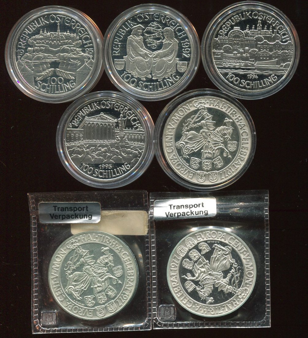  Österreich 7x 100 Schilling in PP   