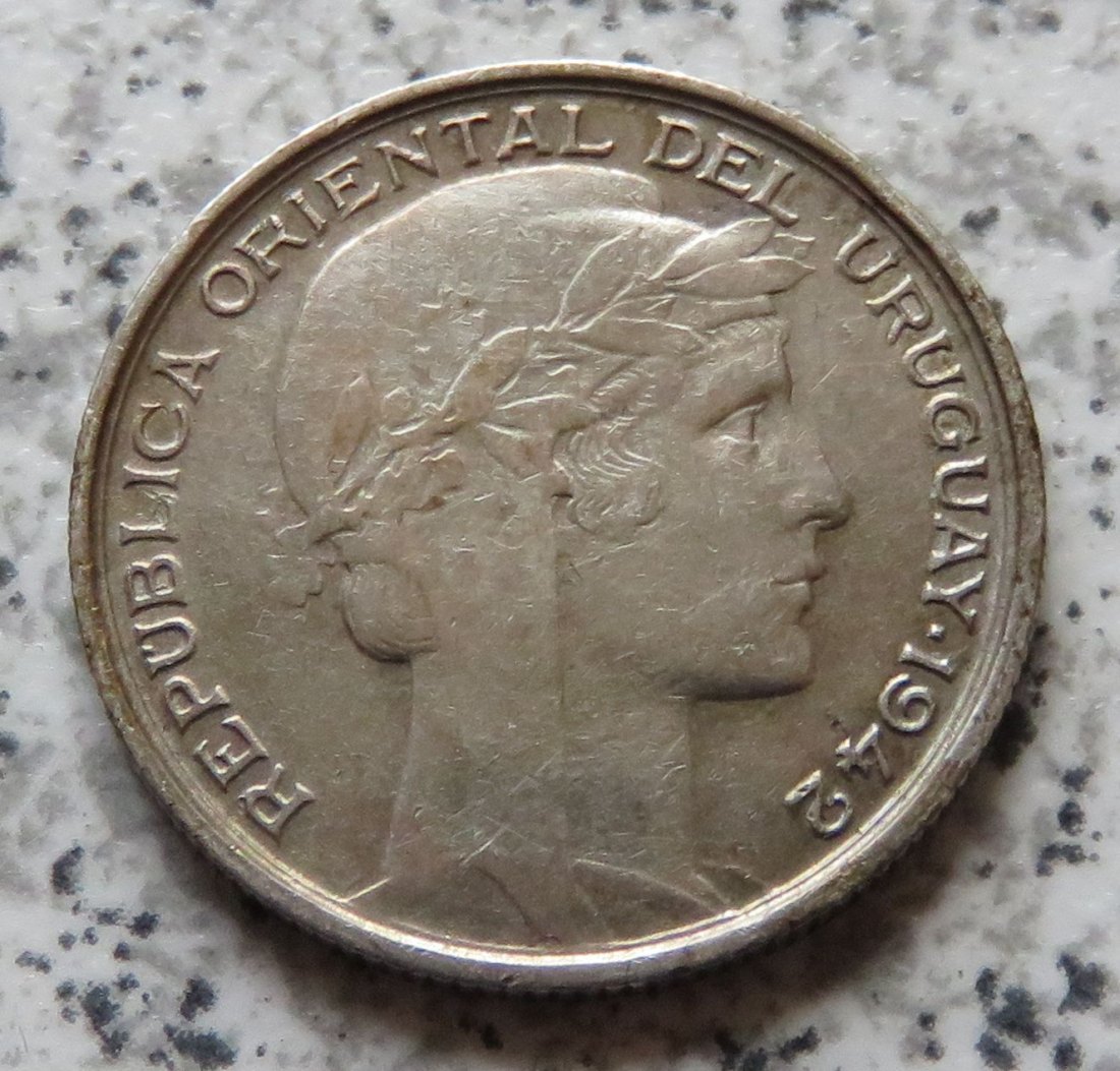  Uruguay 20 Centesimos 1942 So   