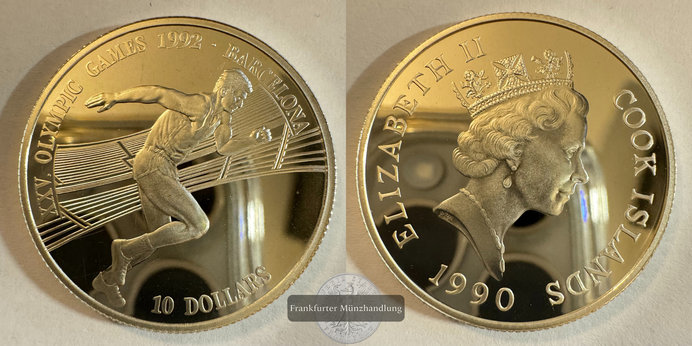  Cook Islands 10 Dollars (Olympics) 1990 FM-Frankfurt KM#79 Feinsilber: 9,25g   