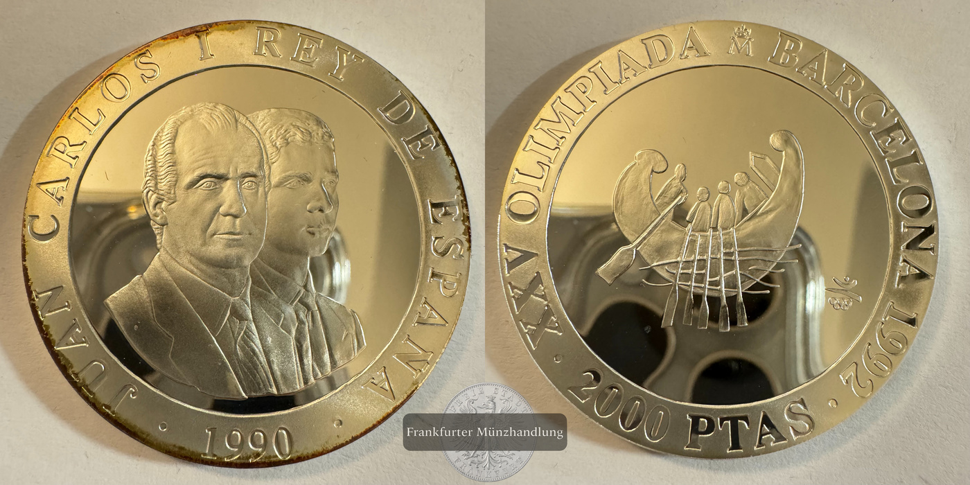  Spanien 2000 Pesetas Juan Carlos I (Rowing) 1990 FM-Frankfurt KM#865 Feinsilber: 25g   