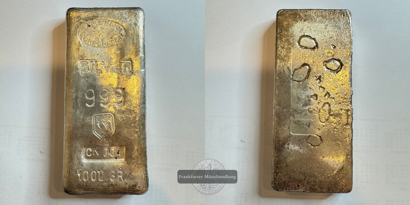  Schweiz Silberbarren 1000g Swiss Bank Corporation FM-Frankfurt Feingewicht: 1.000g   
