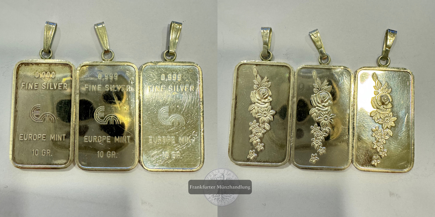  Europe Mint 3x 10g Feinsilberbarren (0.999er Ag) FM-Frankfurt Feinsilber: 30g   
