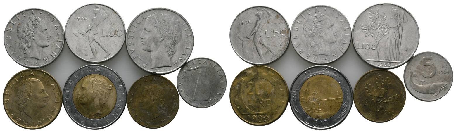  Ausland; Italien; Lot Kleinmünzen (7 Stück)   