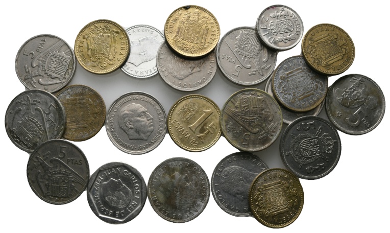  Ausland; Spanien; Lot Kleinmünzen (22 Stück)   