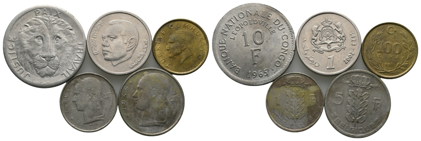  Ausland; Lot Kleinmünzen (5 Stück)   