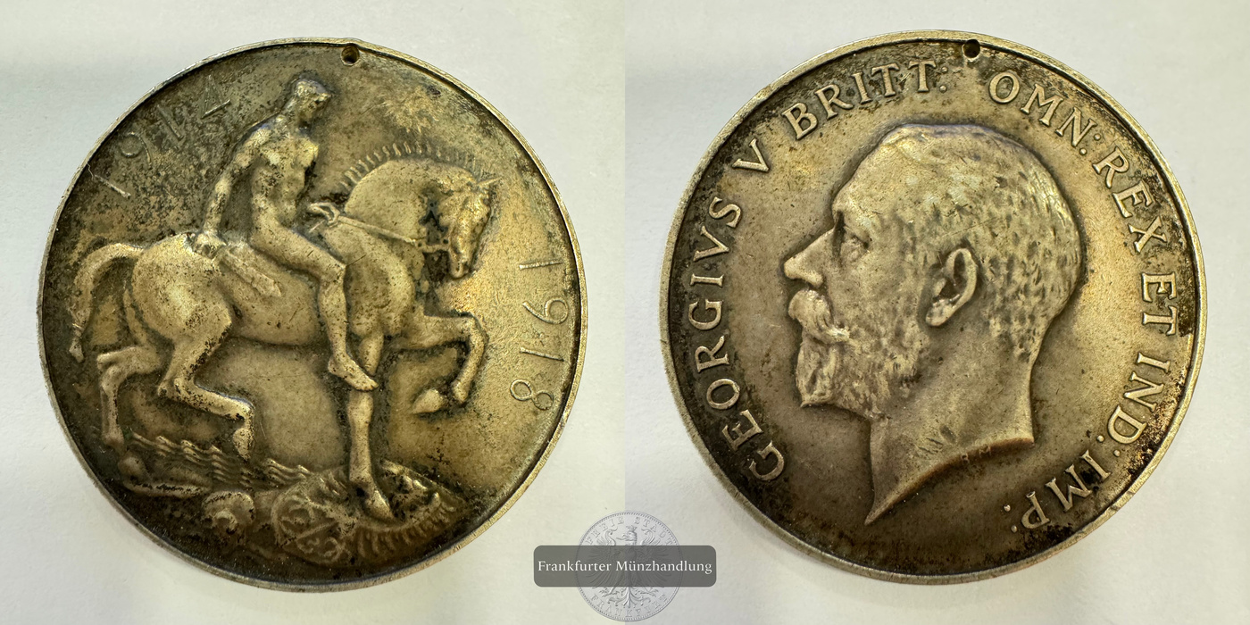  UK Medalet George V (Miniature War Medal) 1918 FM-Frankfurt Silberraugewicht: 3,90g   