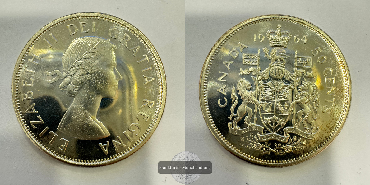  Canada 50 Cents (complete coat of arms) 1964 (1959-64) FM-Frankfurt KM#56 Feinsilber: 9,33g   