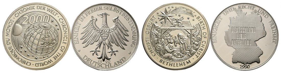  Gedenkmünzen(2 Stück); Chronik der Welt/ Christ Geburt; Einheit in freier Selbstbestimmung 1990;CuNi   