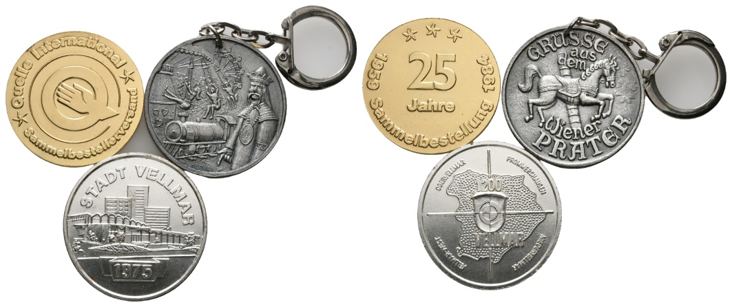  3 Medaillen; 25 Jahre Sammelbestellung; Grüße aus dem Wiener Prater; Stadt Vellmar; unedel   