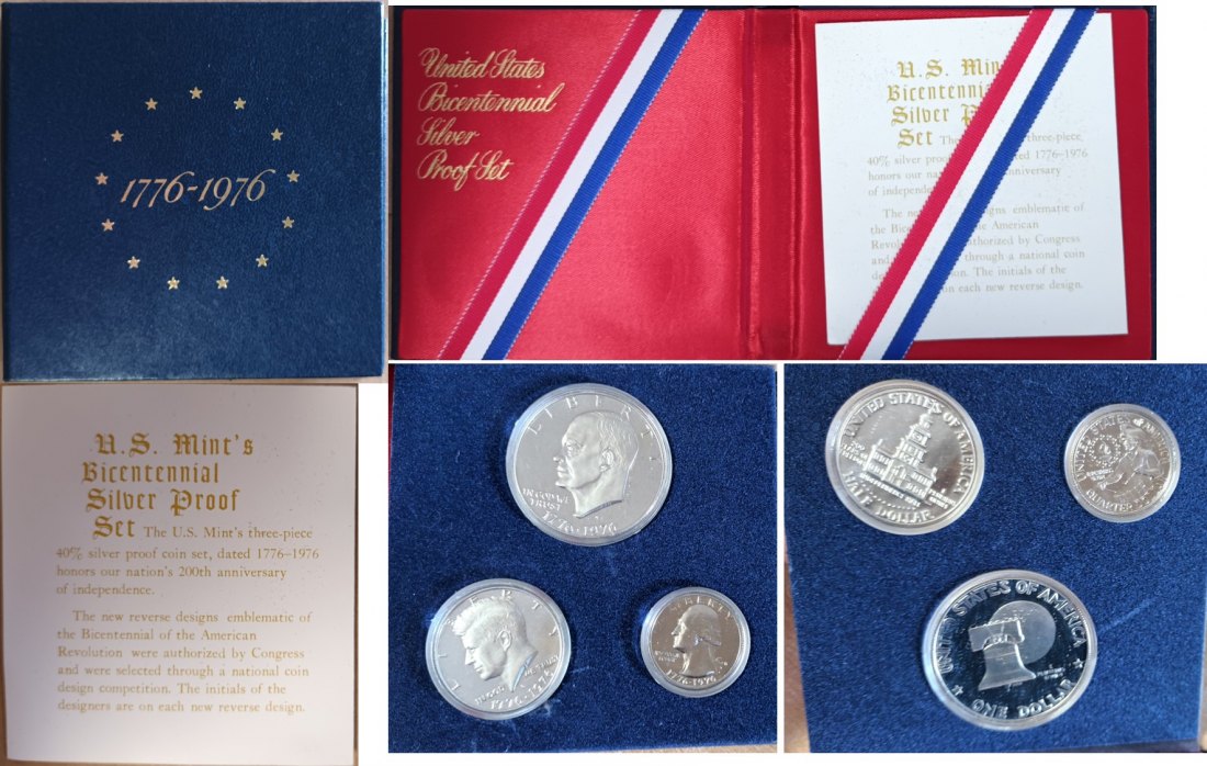  USA; Münzsatz zur Feier des 200. Jahrestags der amerikanischen Unabhängigkeit 1976   