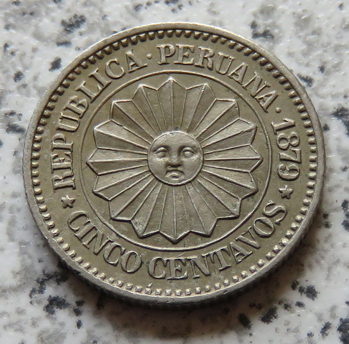  Peru 5 Centavos 1879 (provisorische Währung)   