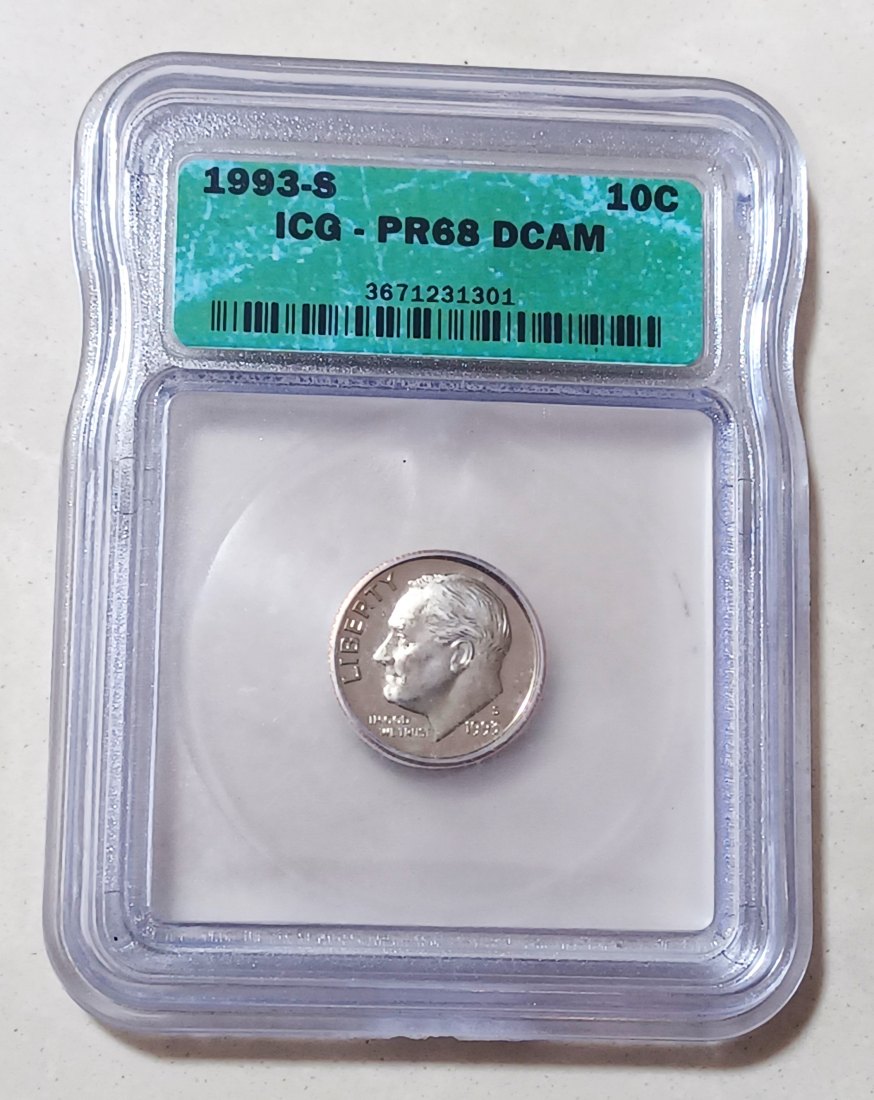 1993 PROOF United States Roosevelt Dime Ten Cent 10c 1996S ICG PR68DCAM