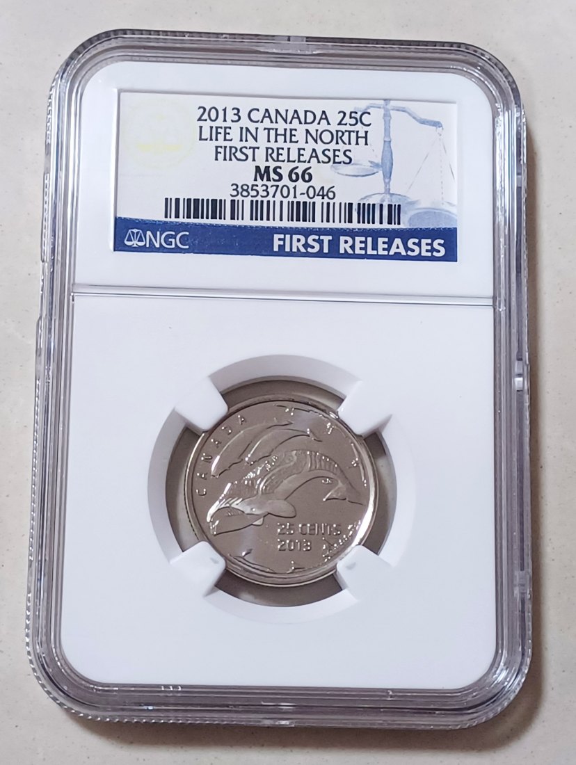 2013 Canada Life in the North Whales Quarter Twenty Five Cent 25c NGC MS66 FIRST RELEASE