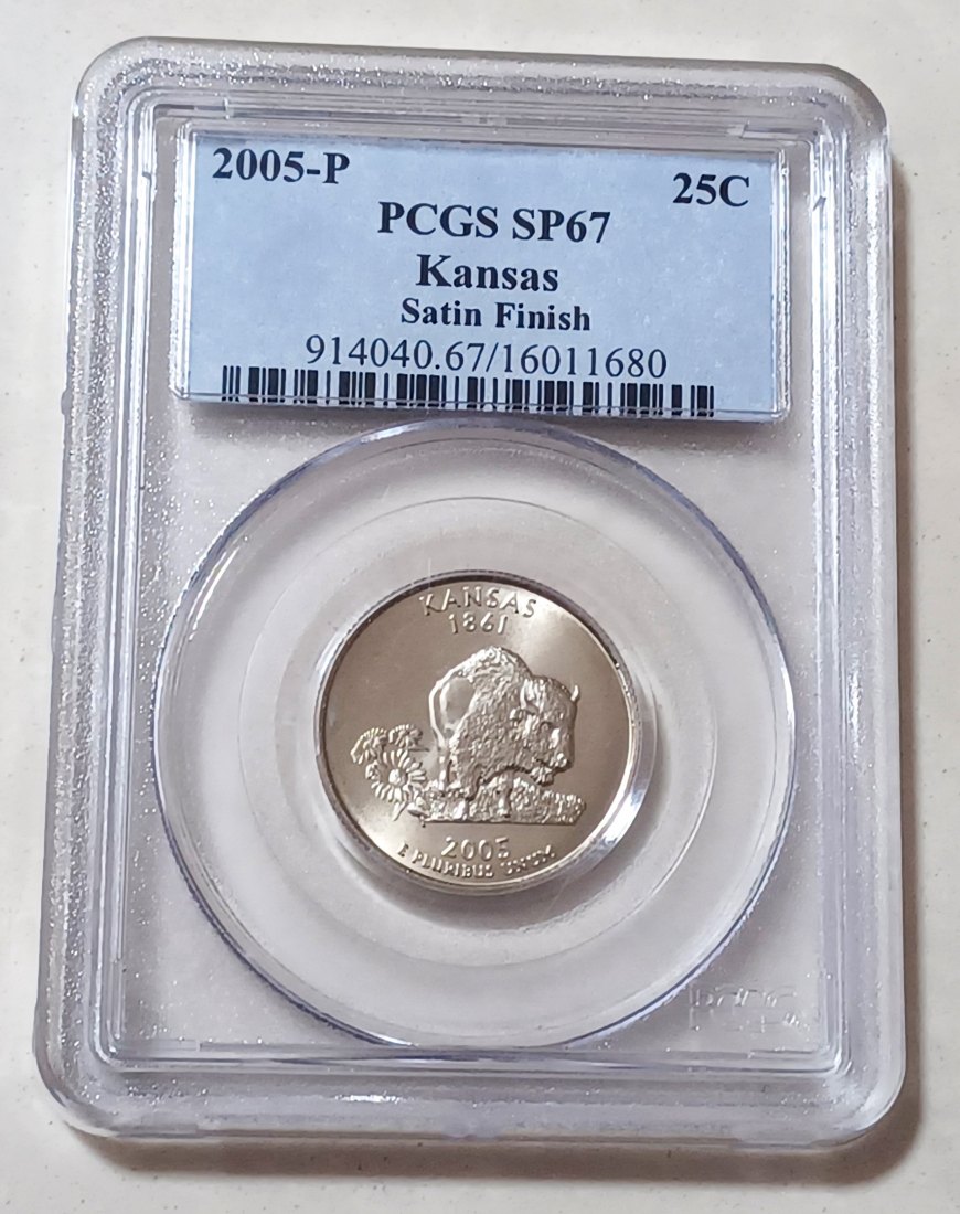 2005 CLAD PROOF United States Kansas SATIN PROOF 2005P Quarter 25c PCGS SP67