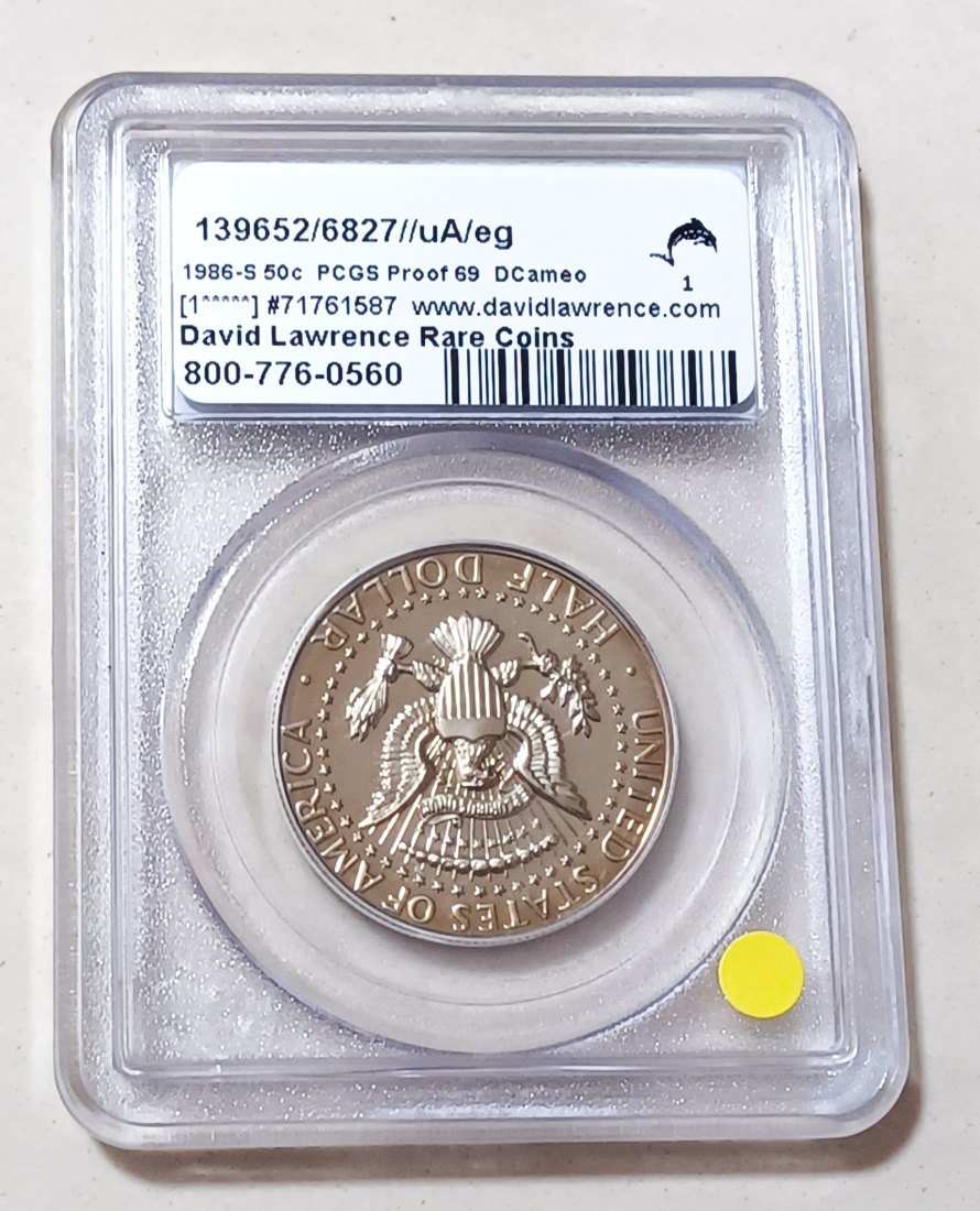  1986 CLAD PROOF United States Kennedy Half Dollar 50c 1986S PCGS PR69DCAM 2ND Highest grade by NGC   
